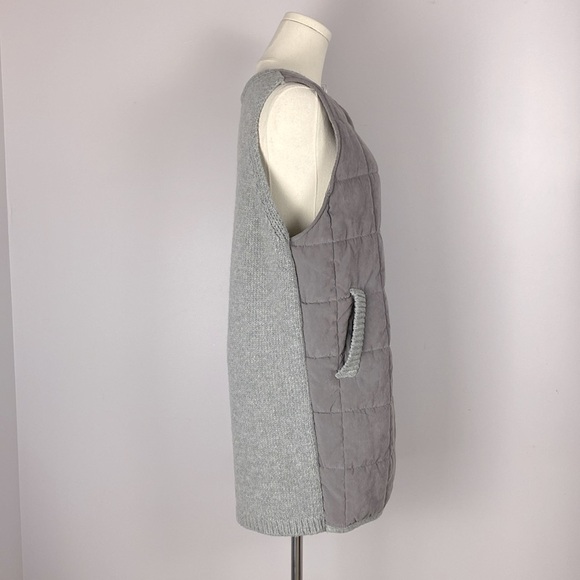 T H Company Unisex Quilted Long Vest with Knit Back - Picture 6 of 11